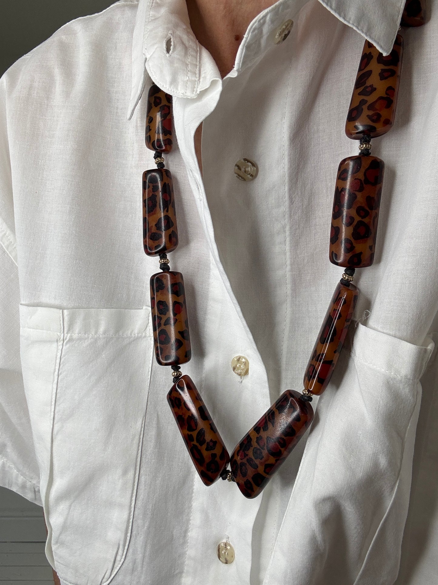 Leopard bead necklace