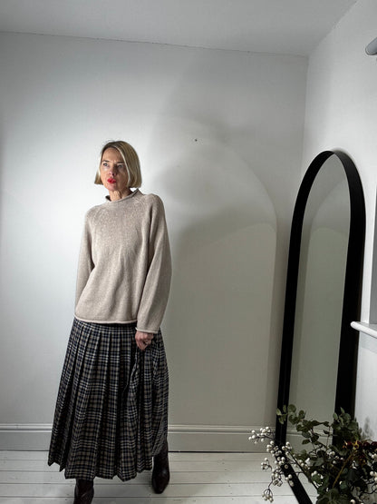 VINTAGE check pleated skirt