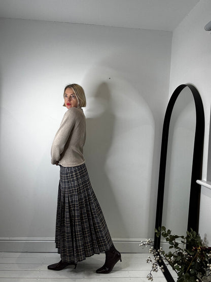 VINTAGE check pleated skirt