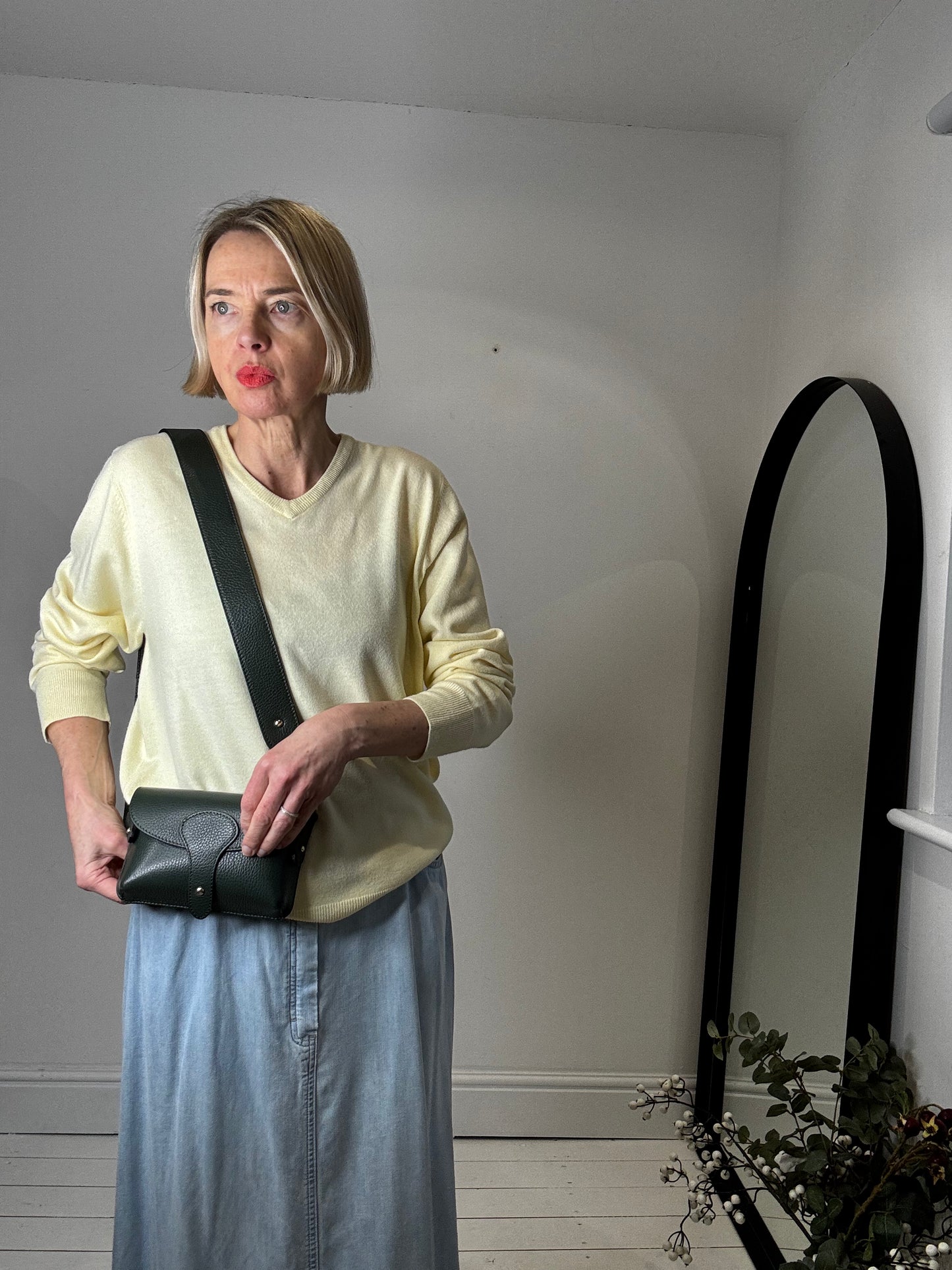 Leather cross body pouch