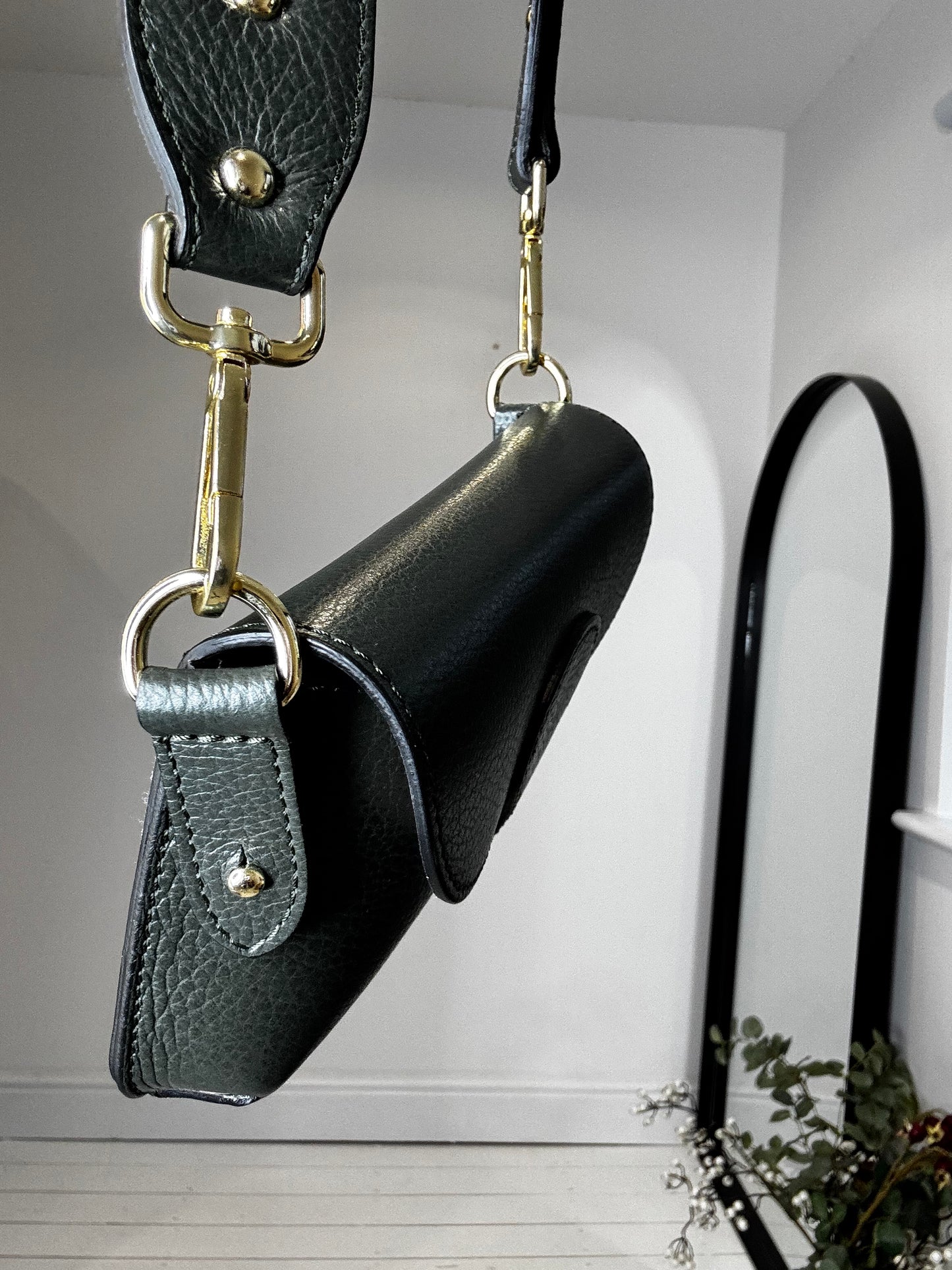Leather cross body pouch