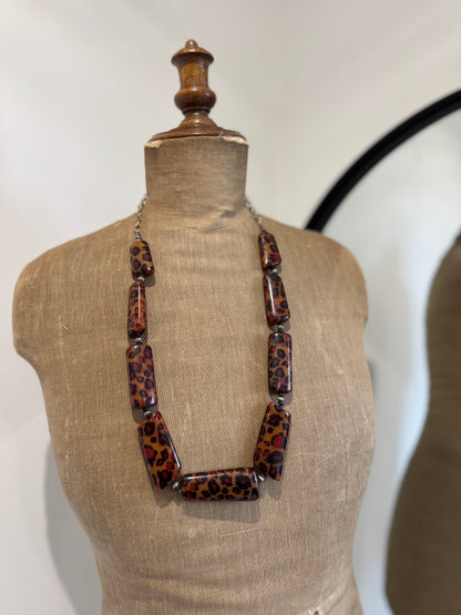 Leopard bead necklace