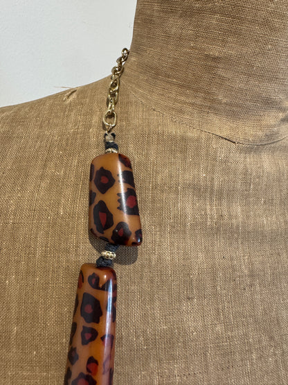 Leopard bead necklace