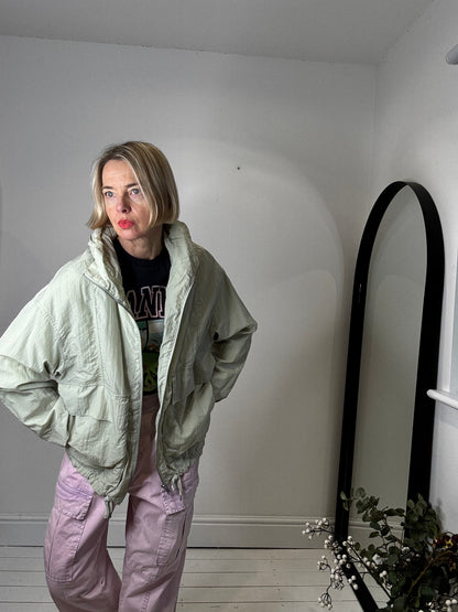 cos jacket coat windbreaker pistachio pale green technical parker women's preloved fashion secondhand 
