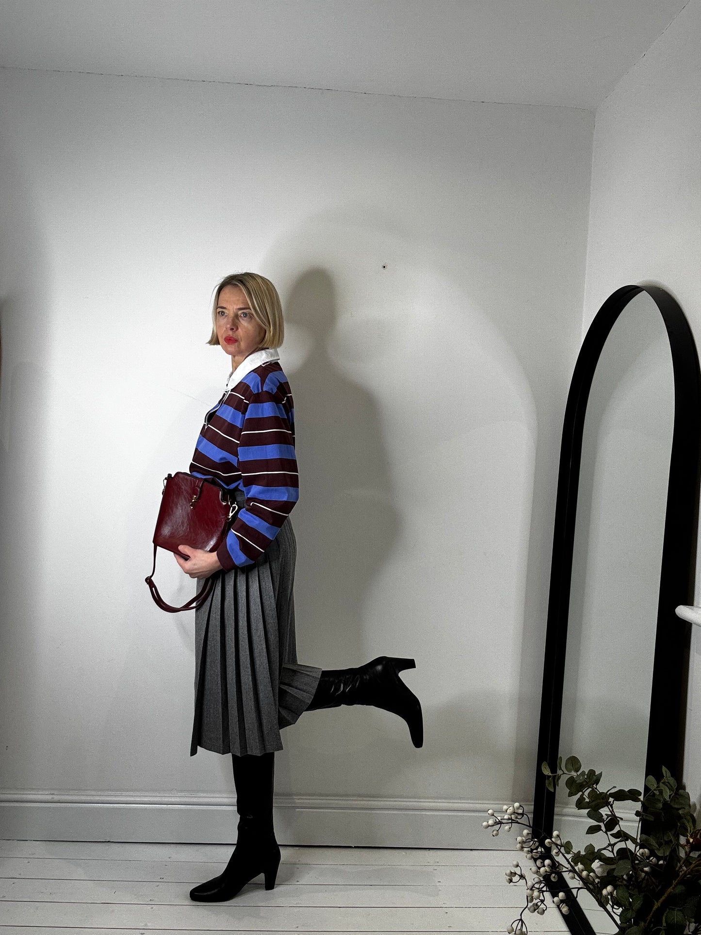 Leather knee high boots