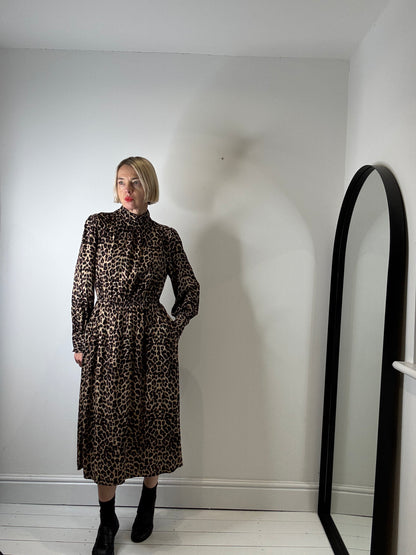 ALBARAY leopard print midi dress for women