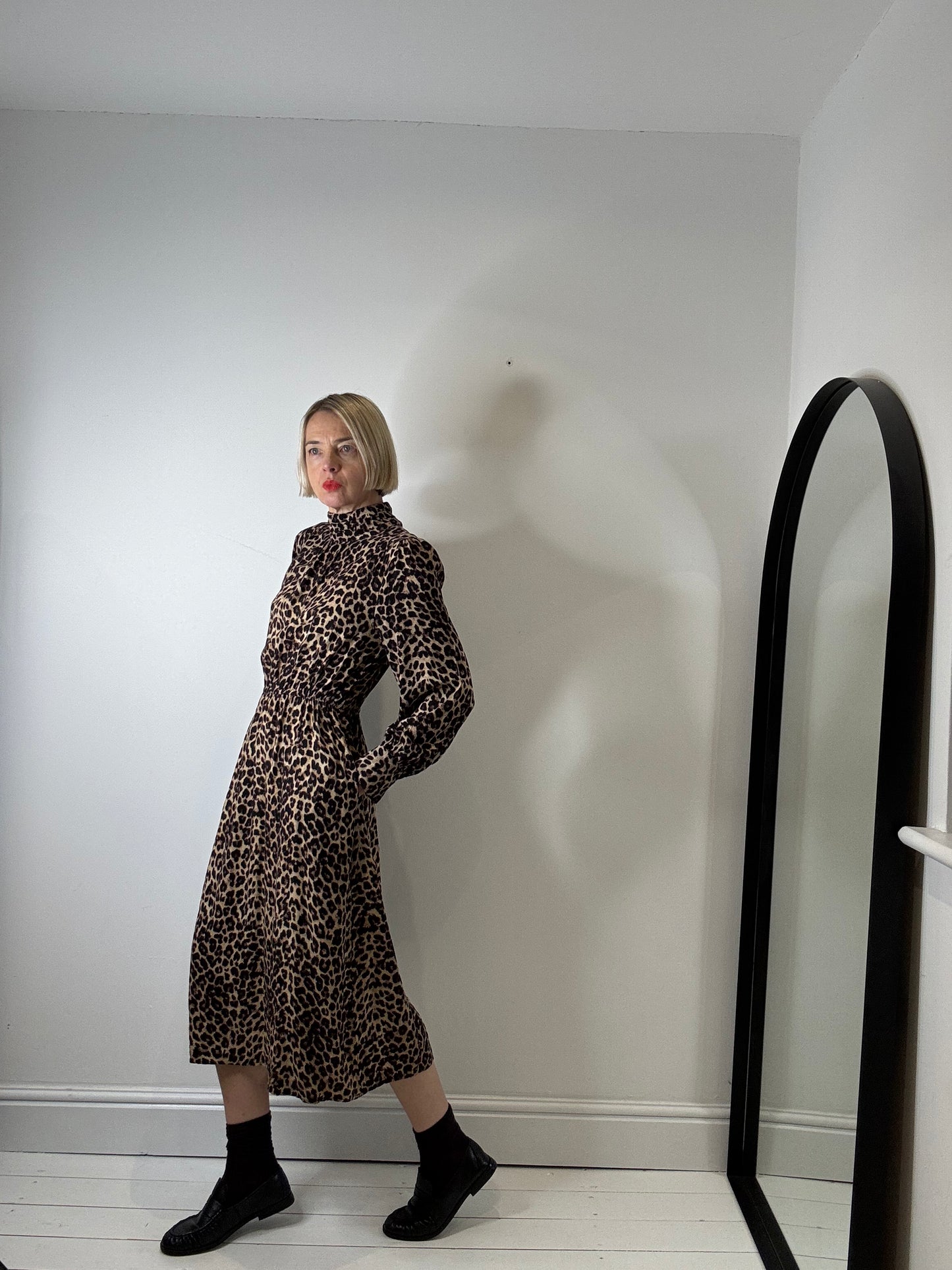 ALBARAY leopard print midi dress