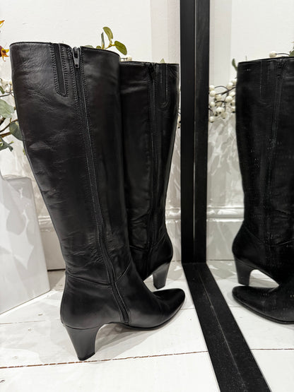 Leather knee high boots