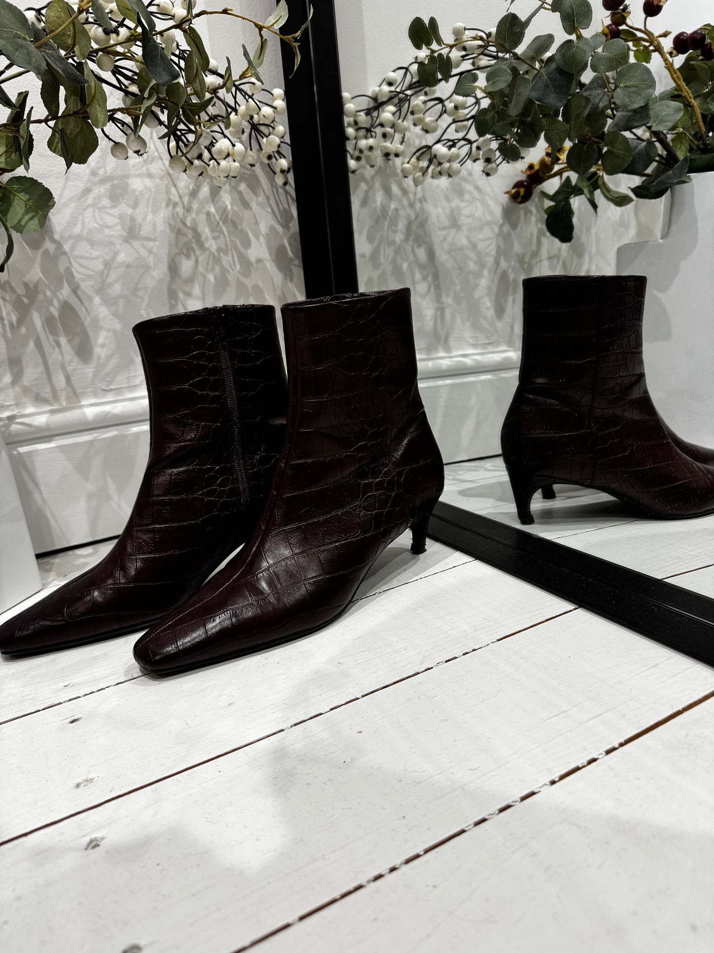 Square toe ankle boots