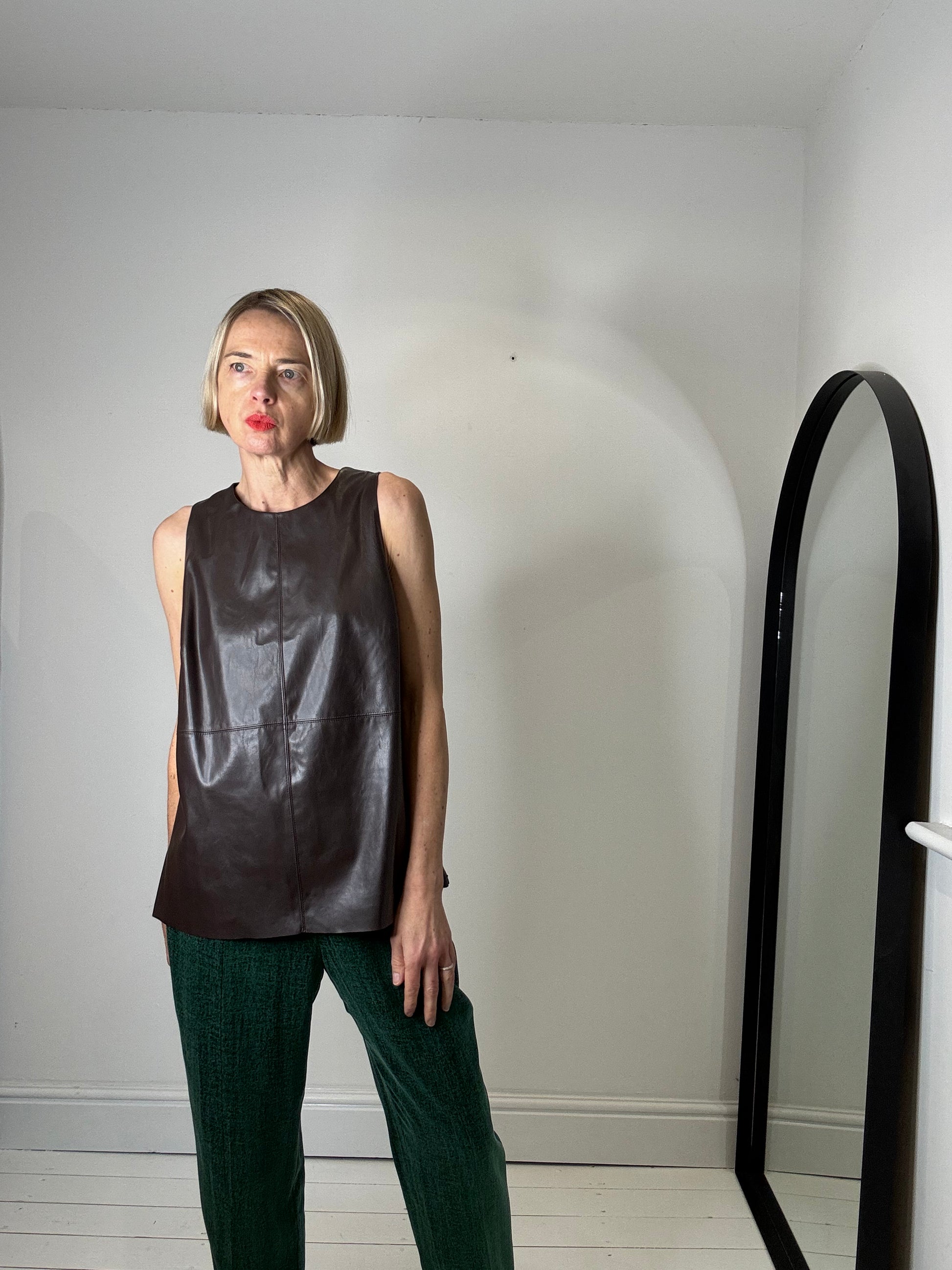 Faux leather top for women