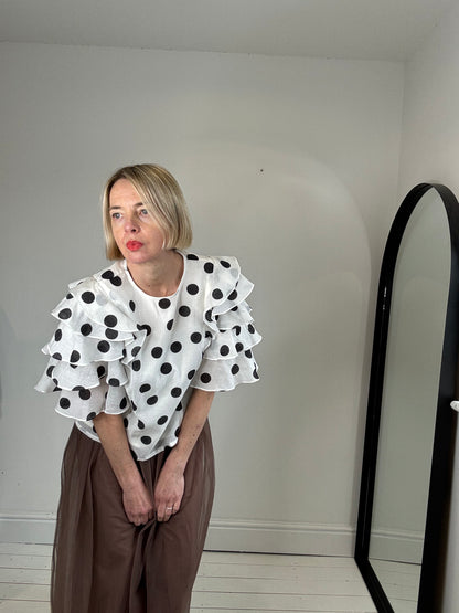 Frill polka dot top
