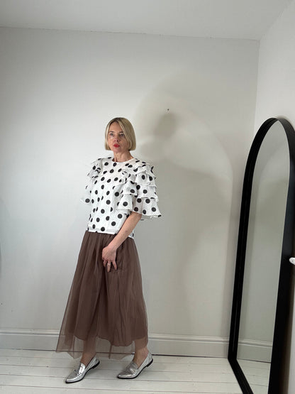 Frill polka dot top
