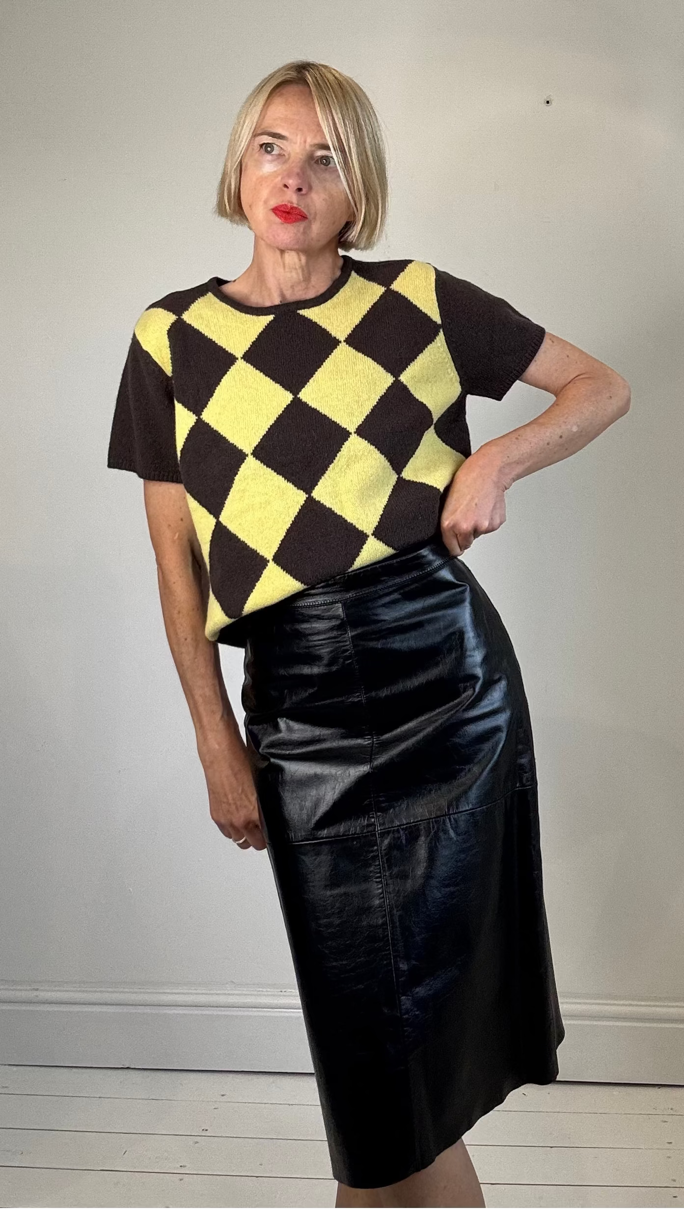 Leather pencil skirt