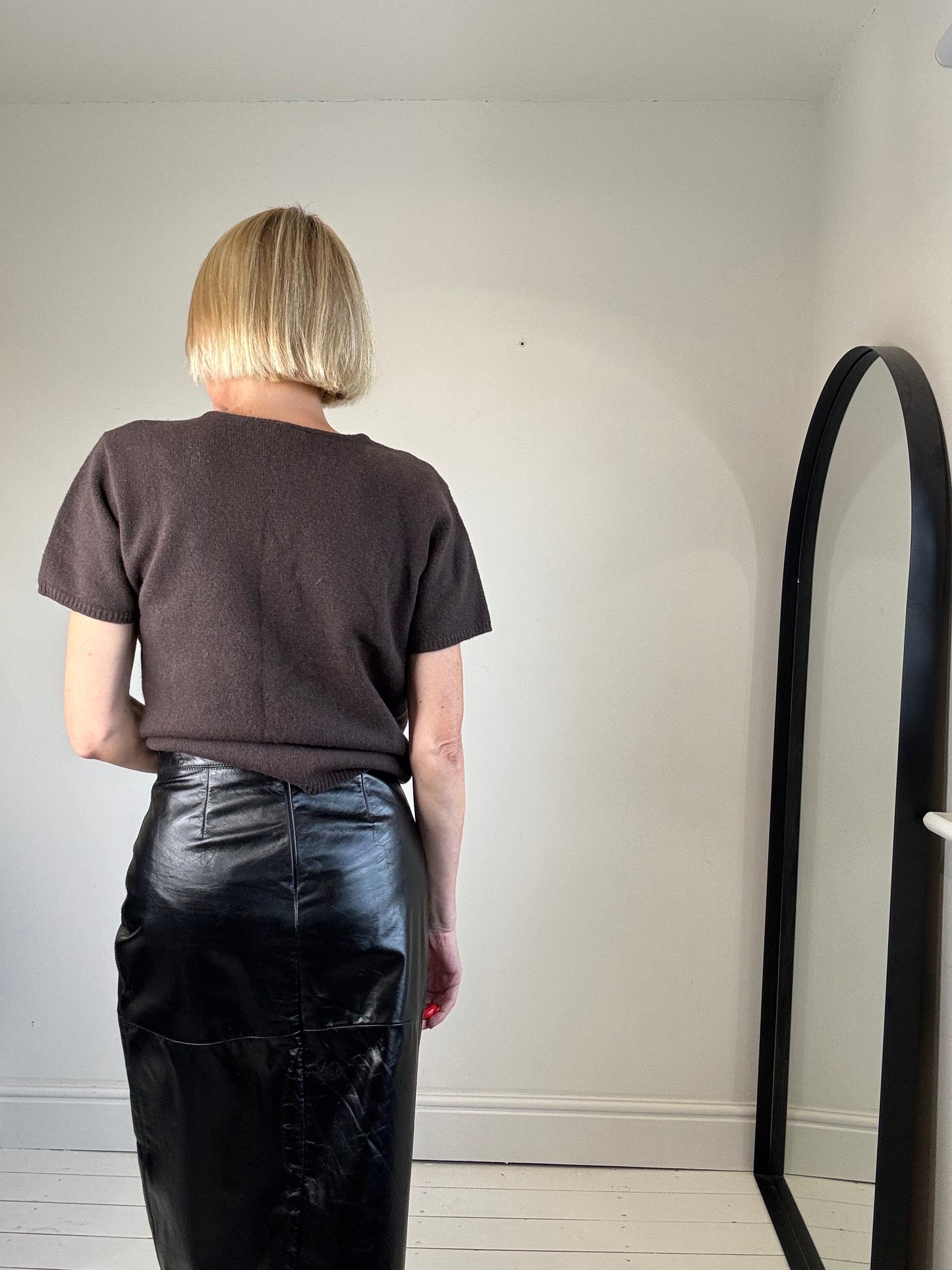 Leather pencil skirt