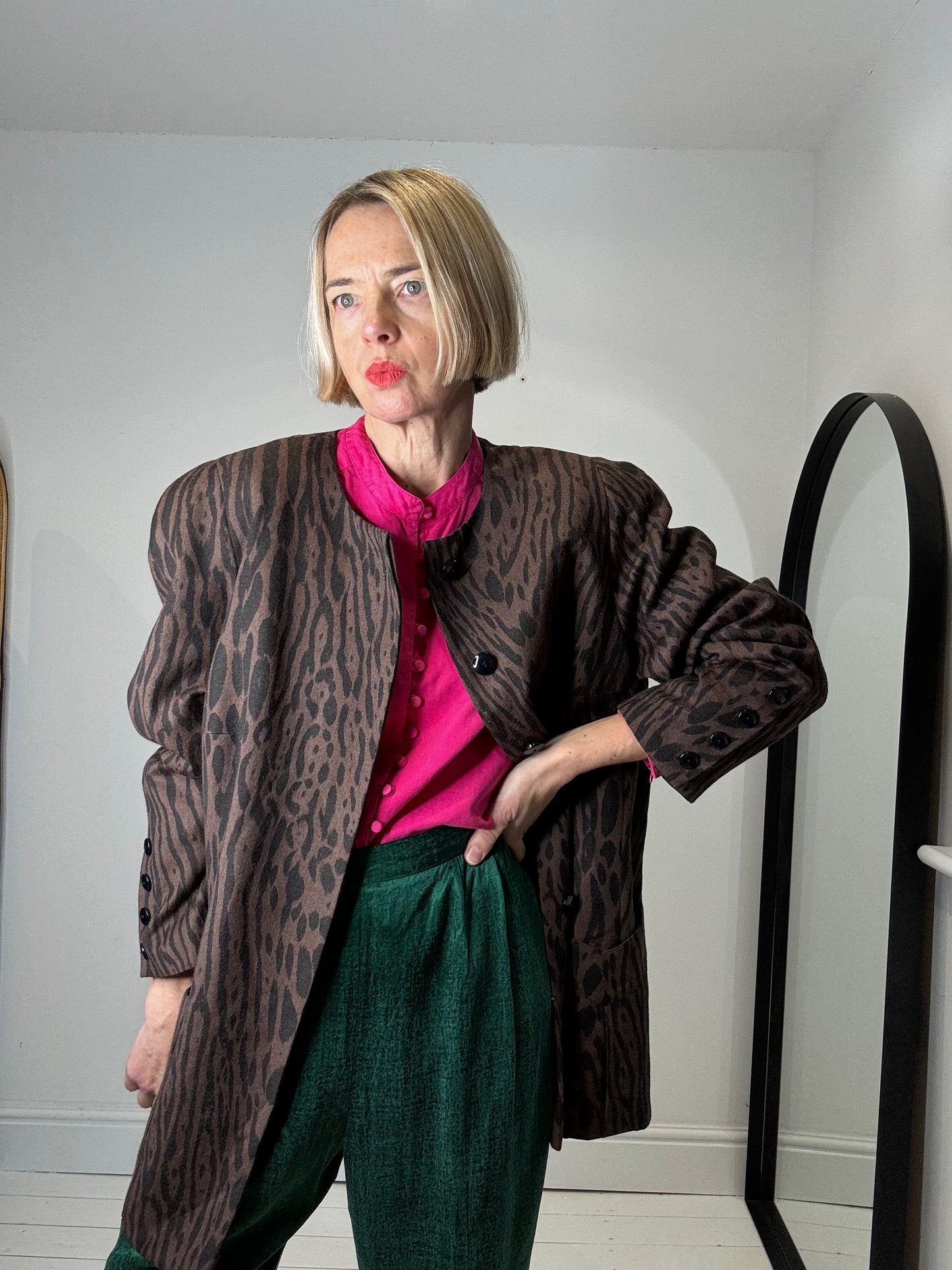 preloved Animal print collarless jacket for women