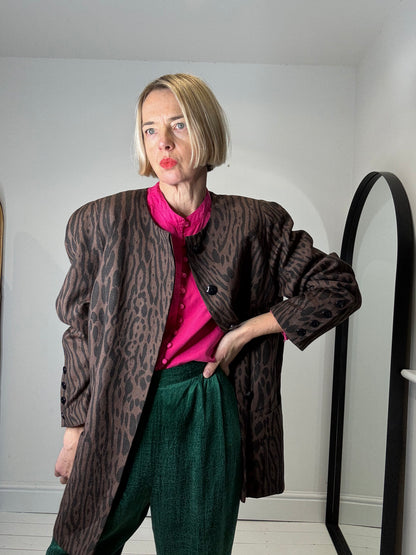 preloved Animal print collarless jacket for women