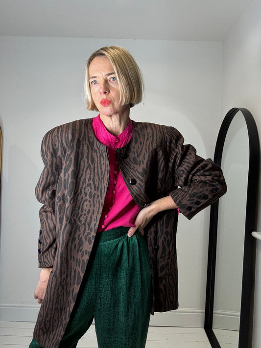 preloved Animal print collarless jacket for women