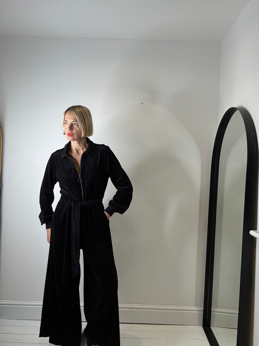 ME + EM velvet zip jumpsuit for women