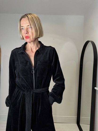 ME + EM velvet zip jumpsuit