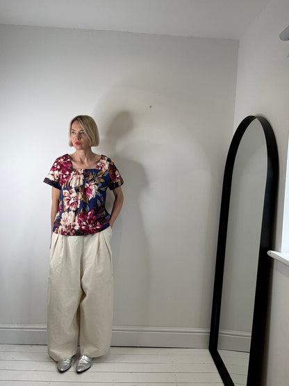 Floral square neck top