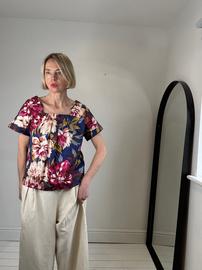 Floral square neck top
