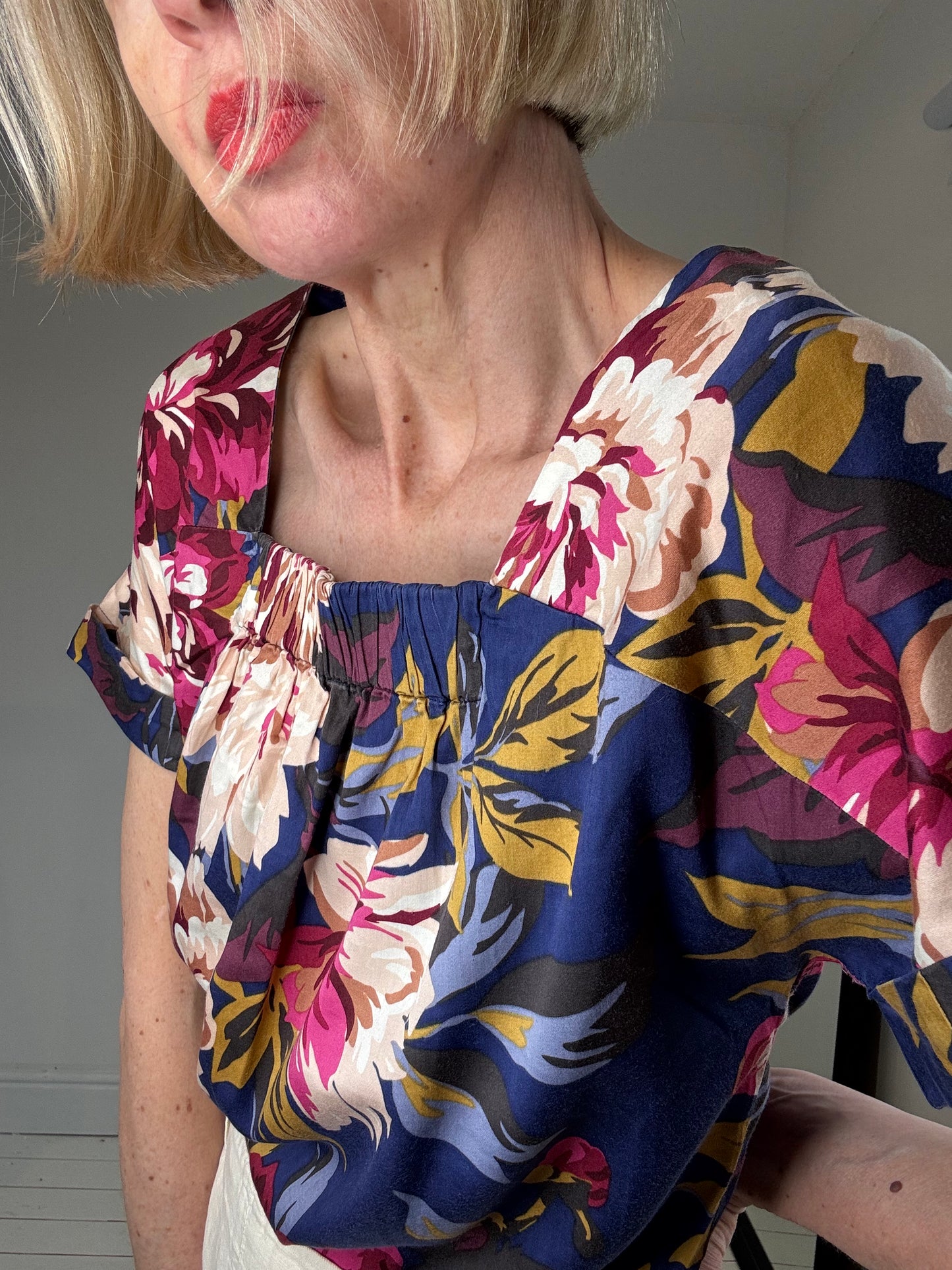 Floral square neck top