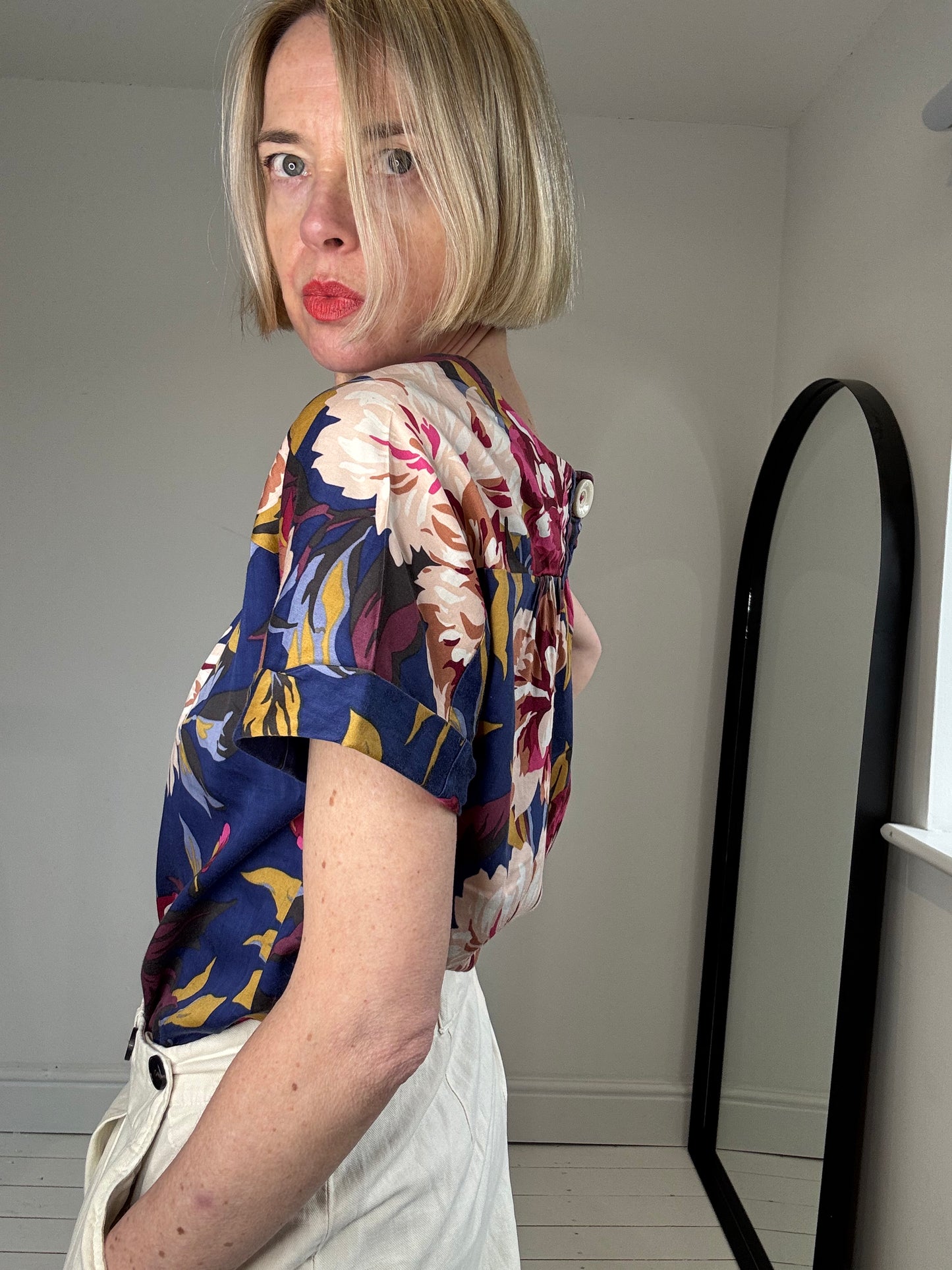 Floral square neck top