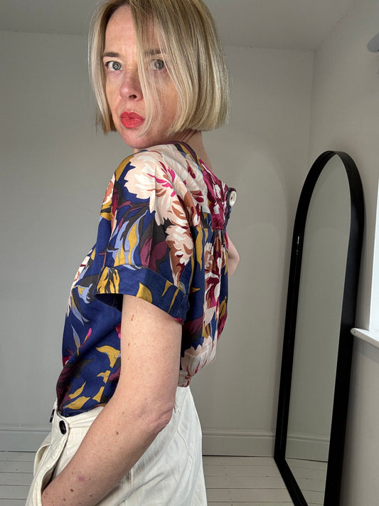 Floral square neck top