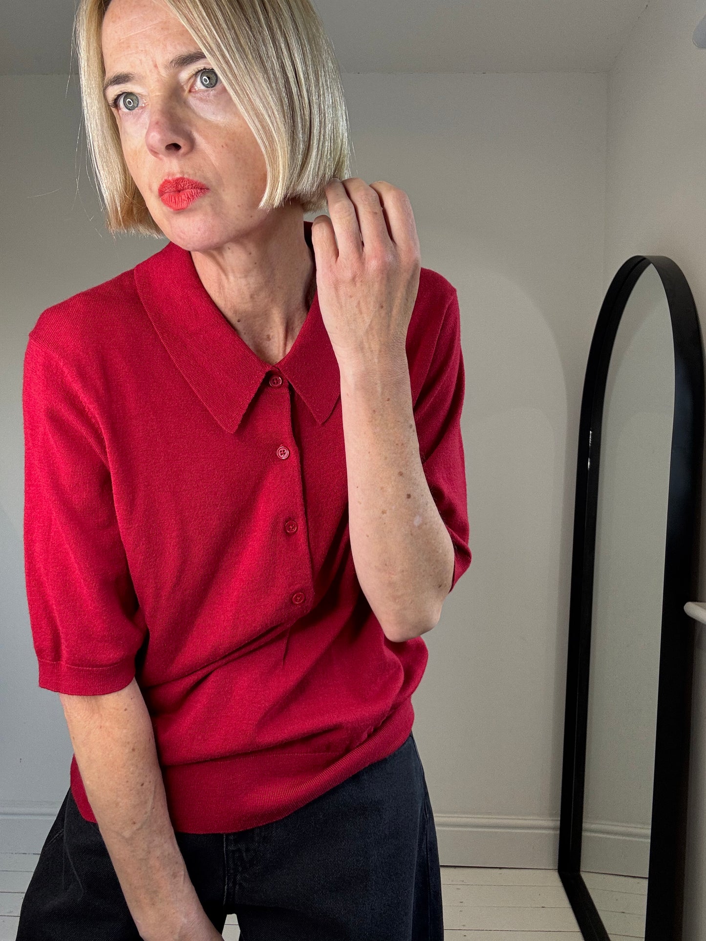 Soft knit polo top