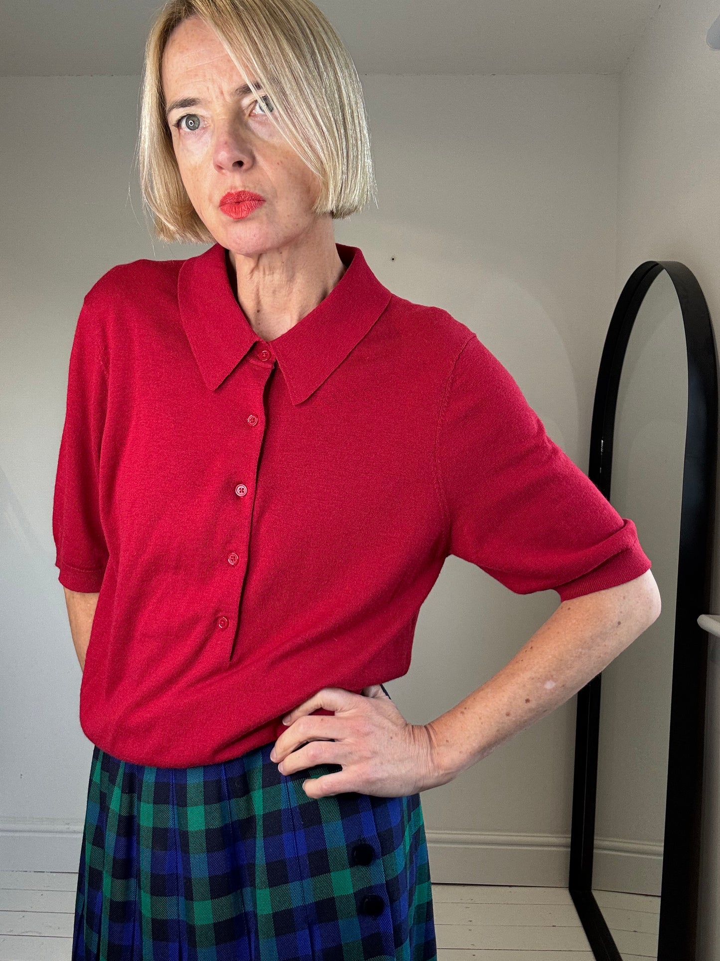 Soft knit polo top