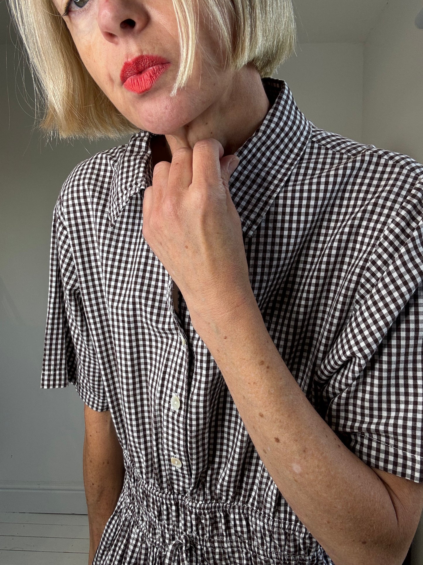 Gingham shirt dress