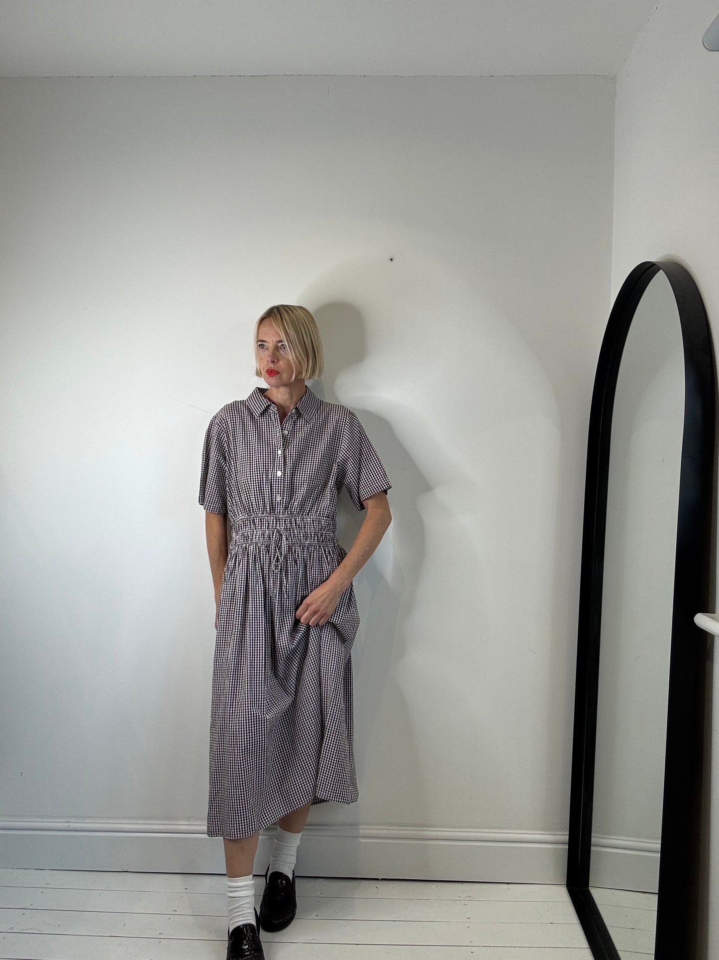 Gingham shirt dress
