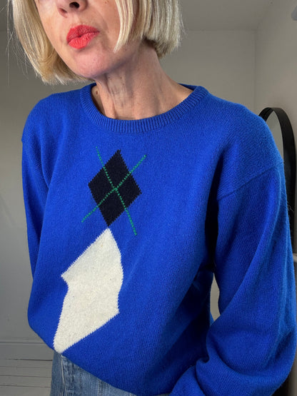 NIBLLED KNITS: Vintage diamond crew