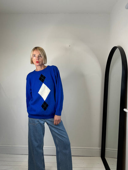 NIBLLED KNITS: Vintage diamond crew