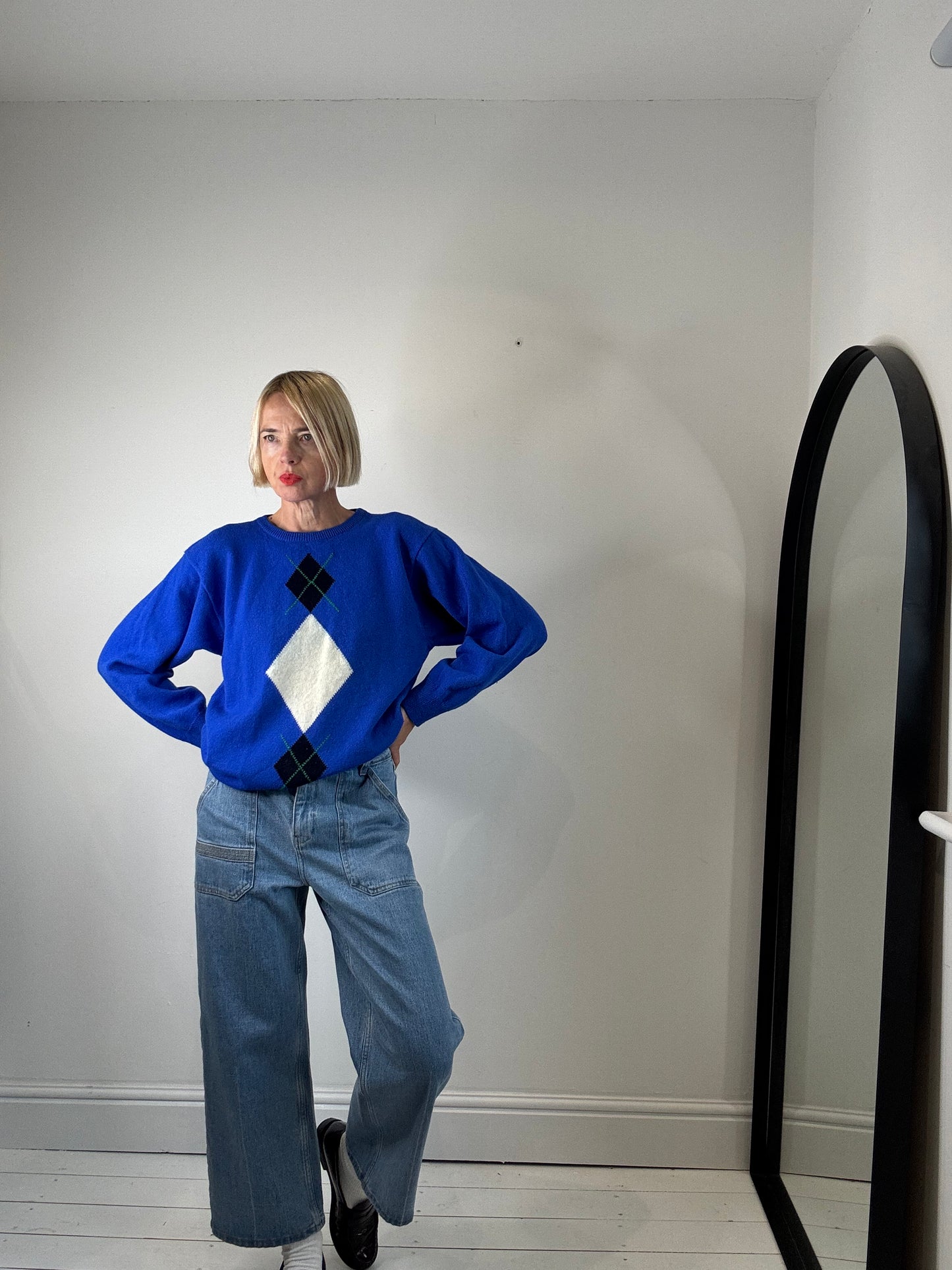 NIBLLED KNITS: Vintage diamond crew