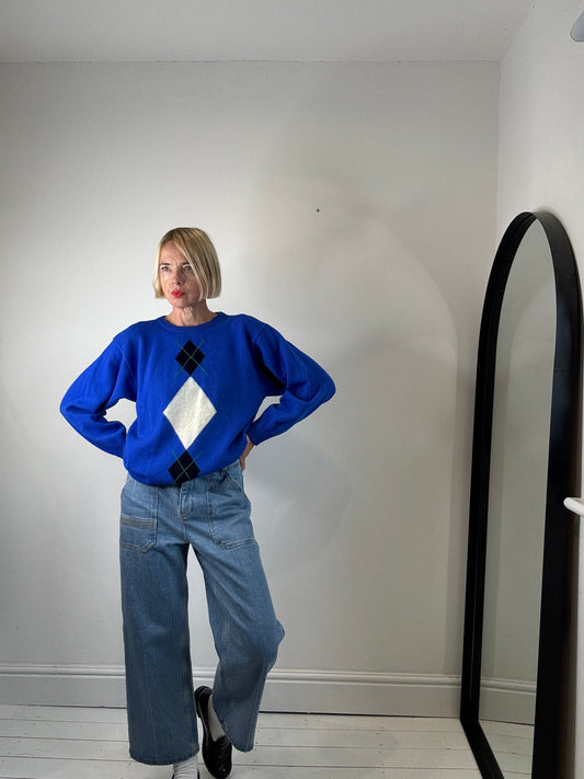 NIBLLED KNITS: Vintage diamond crew