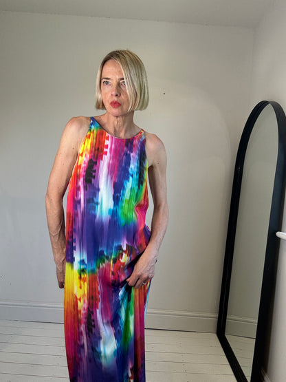 Graphic rainbow print maxi dress