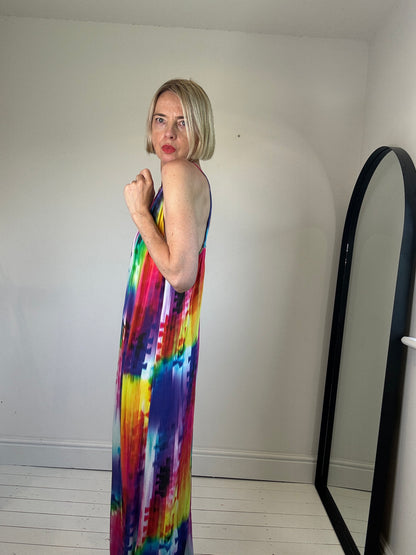 Graphic rainbow print maxi dress