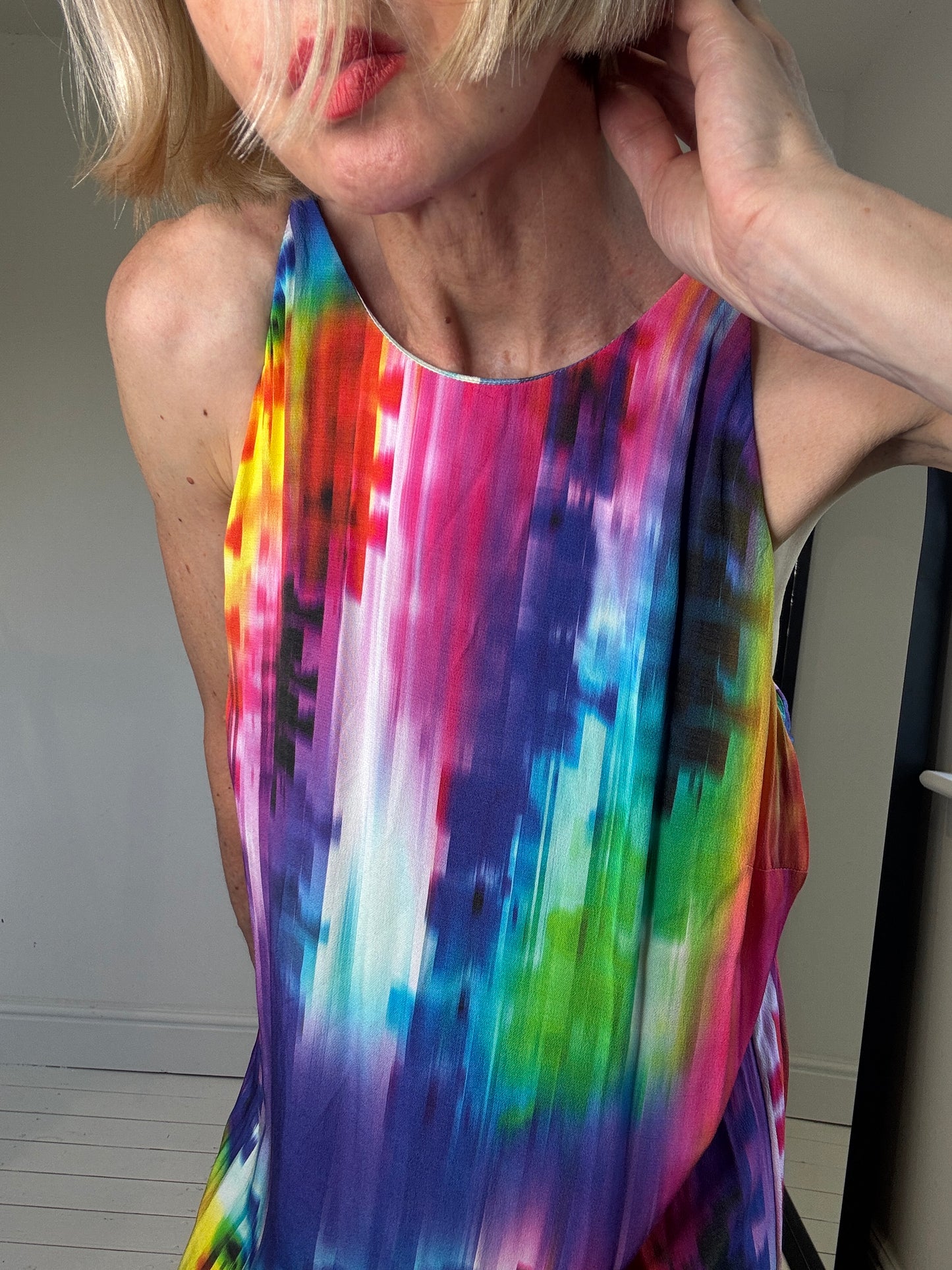 Graphic rainbow print maxi dress