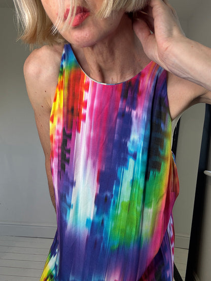 Graphic rainbow print maxi dress