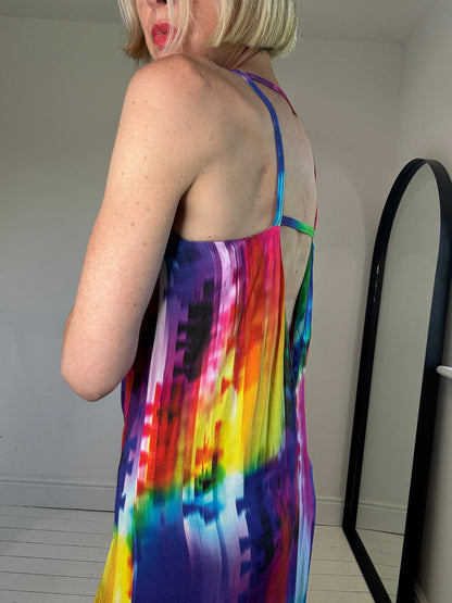 Graphic rainbow print maxi dress