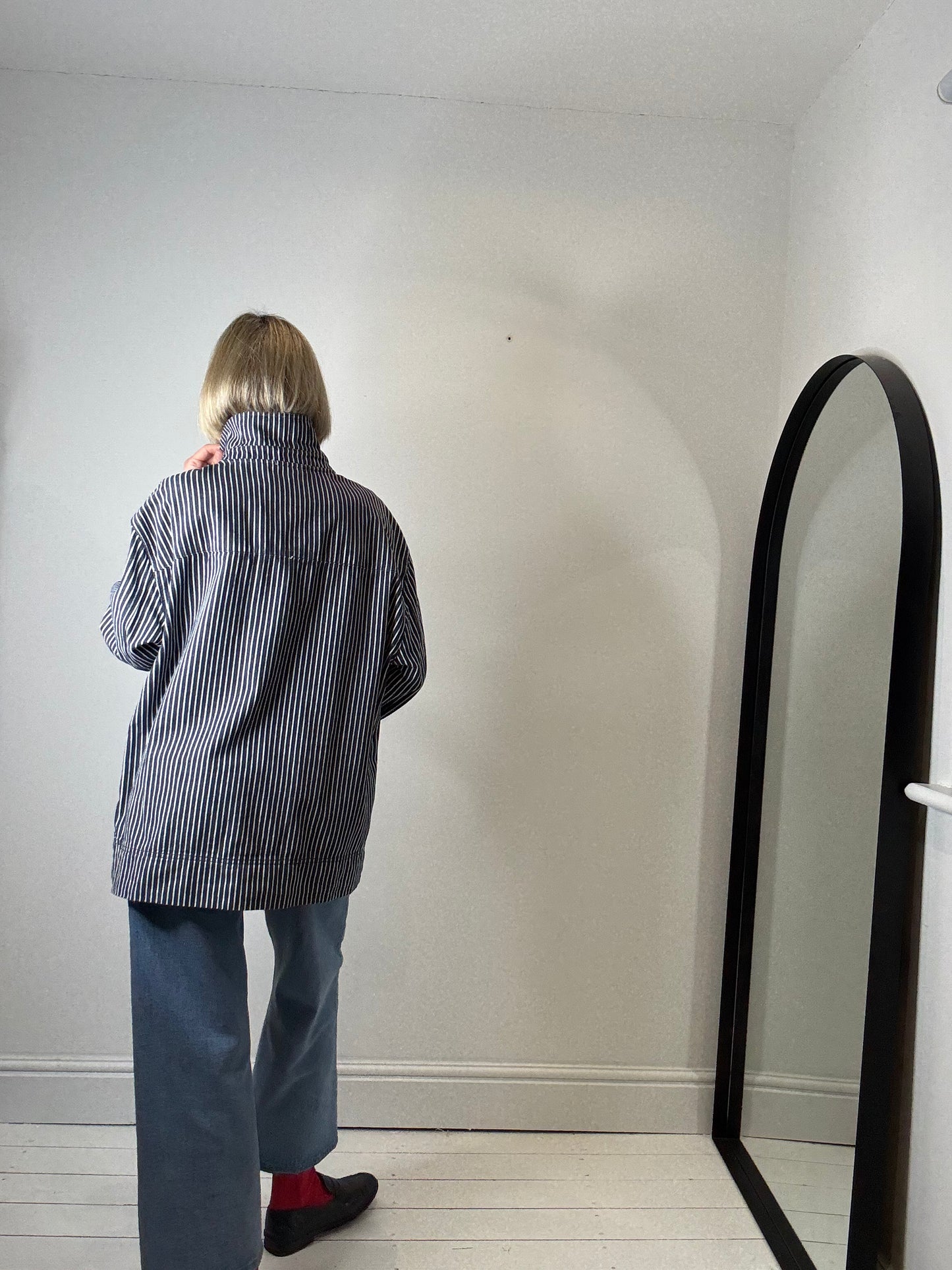 Ticking stripe chore jacket