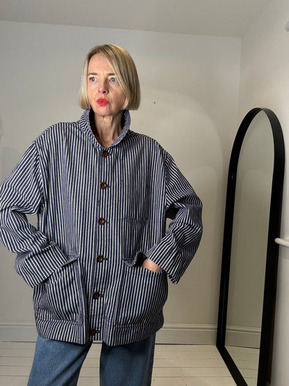 Ticking stripe chore jacket