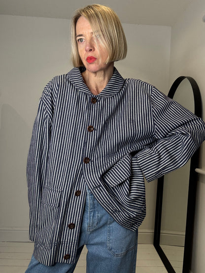Ticking stripe chore jacket