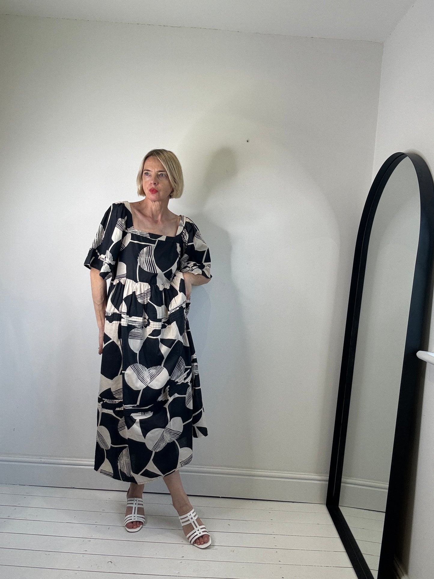 Mono print cotton dress