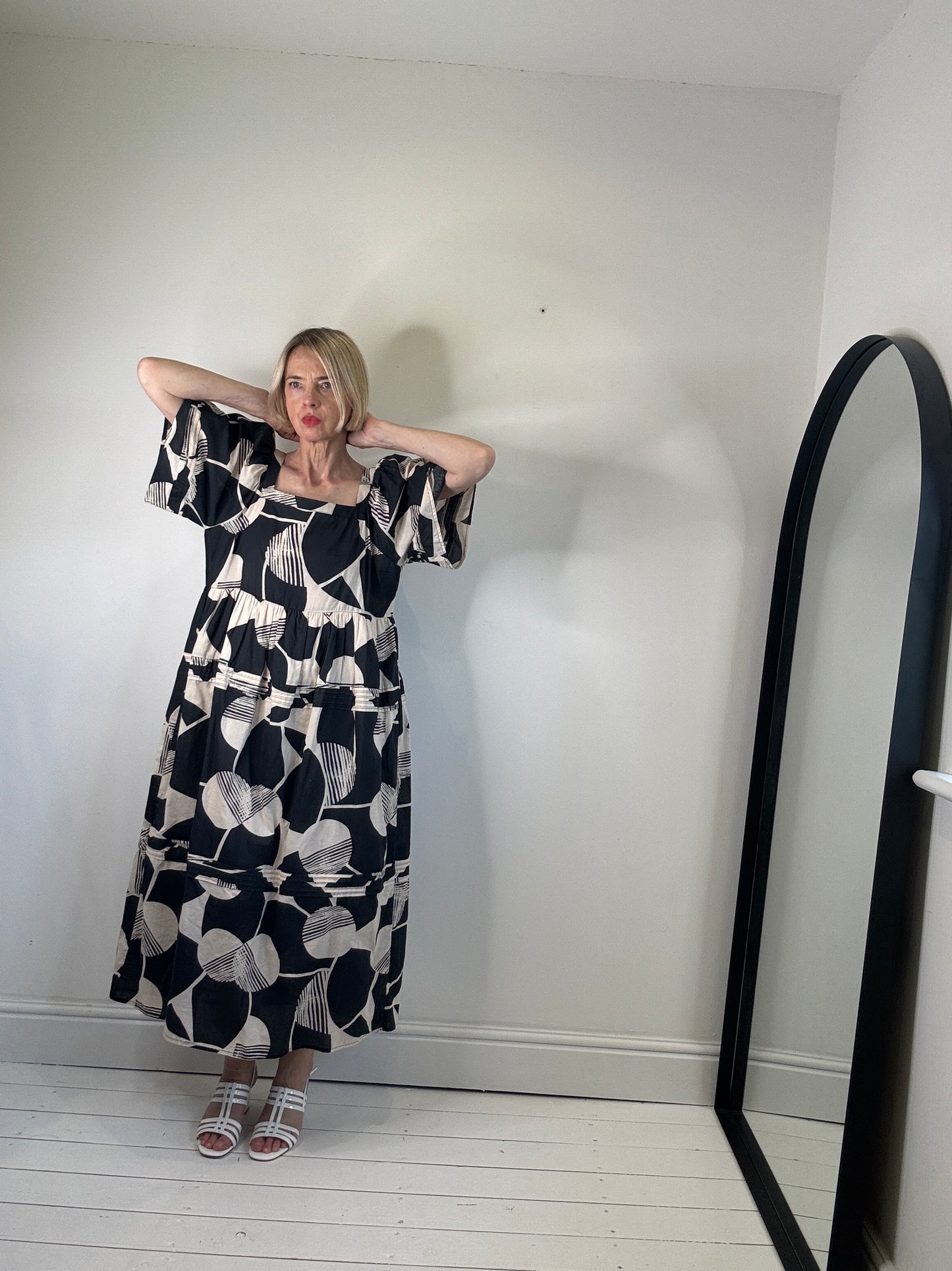 Mono print cotton dress