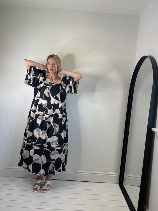 Mono print cotton dress