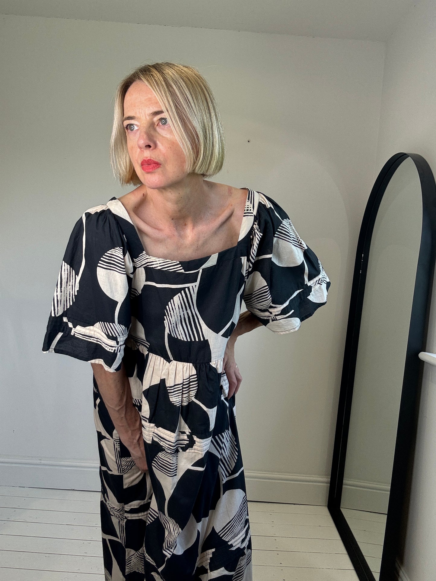 Mono print cotton dress