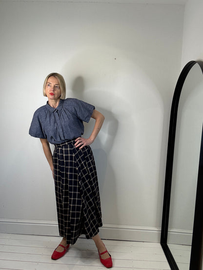 VINTAGE JAEGER check midi skirt