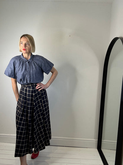VINTAGE JAEGER check midi skirt